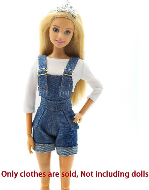 Dools Handgefertigte Jeans-Overalls mit weißem Hemd, Puppen-Accessoire, Blau - Bild 1