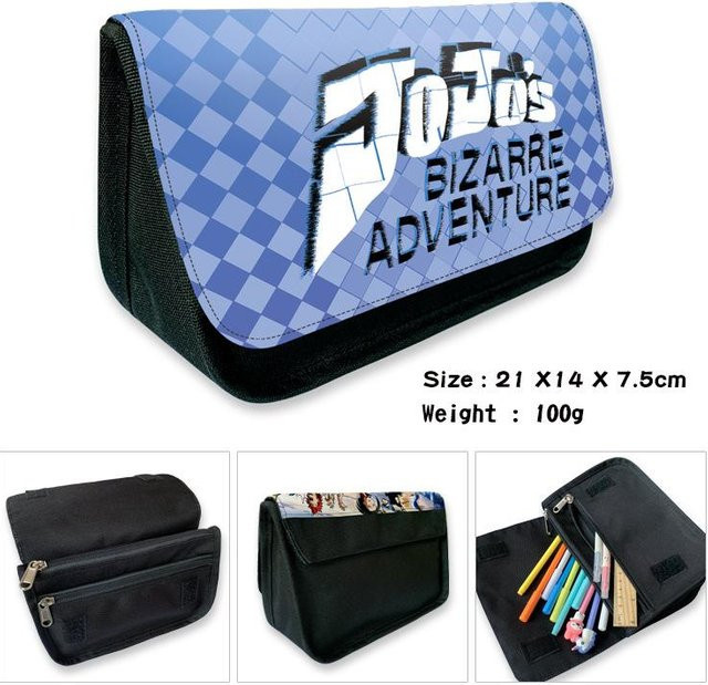 Bandai Jojo's Bizarre Adventure Federmäppchen Anime Jotaro Giorno Stifteaufbewahrungstasche Blau B: 21,0 cm, H: 7,5 cm - Bild 1