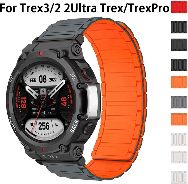 OAKCHARM Sport Silikon Magnetband in Schwarz für Huami Amazfit T-Rex, T Rex Pro, Trex 2 und Trex 3 Ersatz Armband - Bild 1