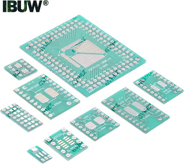 SMD zu DIP PCB Adapter-Board-Kit für 0402/0603/0805 SOT23 SOT89 SOP TSSOP QFP IC Konvertierung in Grün - Bild 1