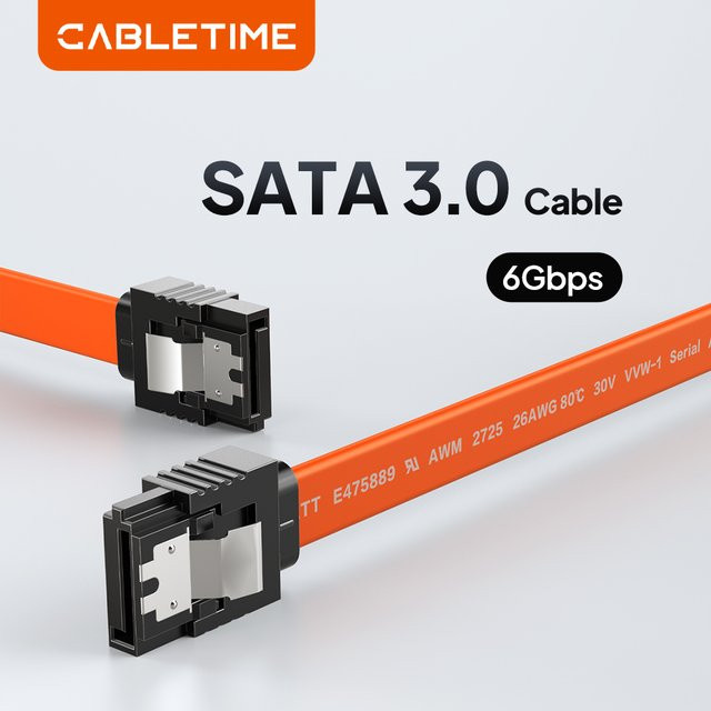 CABLETIME SATA 3.0 Datenkabel mit 6 Gbit/s für SSD und HDD Festplatten in Gerade- und Winkelversion - Bild 1