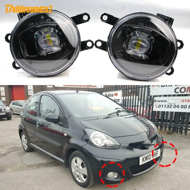 Buildreamen2 LED Nebelscheinwerfer und Tagfahrlicht Baugruppe in Schwarz für Toyota Aygo (AB20) 2009-2012, H11, 12V, 2x30W - Bild 1
