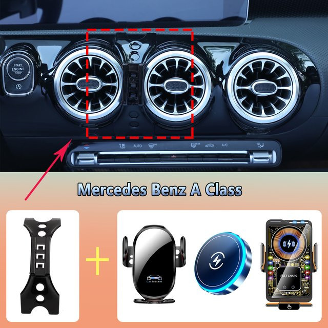 MagSafe Autotelefonhalter für Mercedes Benz A-Klasse W177 in Schwarz mit kabelloser Ladefunktion - Bild 1