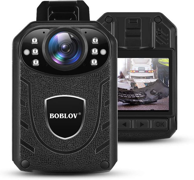 Boblov KJ21 Bodycam HD 1296P DVR Video Security Cam mit IR Nachtsicht in Schwarz - Bild 1