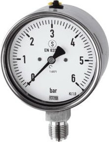 Riegler Mano Druckmessgerät aus CrNi-Stahl in Silber mit G 1/4 radial unten Anschluss und Durchmesser 63 mm - Bild 1