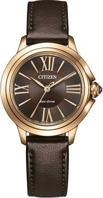 Citizen Armbanduhr, Solar, Edelstahl, Leder, Braun, 32 mm, Damen - Bild 1