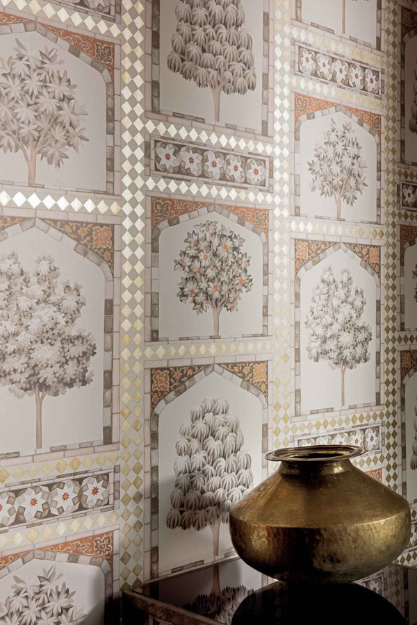 Cole & Son Tapete Sultan's Palace in Gold und Spice mit floralem Orient-Design und Vlies-Struktur - Bild 1