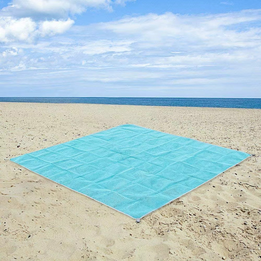 Sandfreie Stranddecke in Blau, schnelltrocknend und wasserdicht, leicht zu reinigen und kompakt für den Sommer - Bild 3