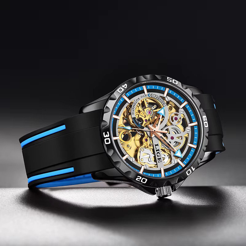 LIGE Chronograph, Automatik, Edelstahl, Herren, Schwarz - Bild 6