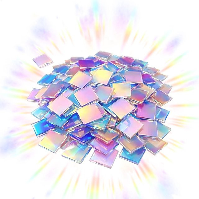 100 Stück Mini-Acrylplatten in Regenbogenfarben, holografische Acrylquadrate für Mosaik-Kunst, Schmuckherstellung und Harz-Bastelbedarf, Multicolor - Bild 1