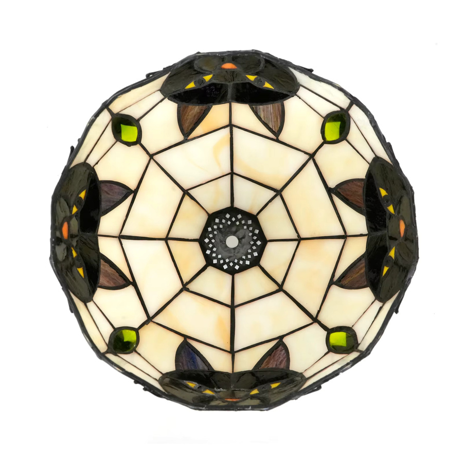 Handgefertigter Buntglas-Lampenschirm im Pfauen-Design für Pendelleuchten, Vintage Art Nouveau Stil, Mehrfarbig, Durchmesser: 20,32 cm - Bild 1