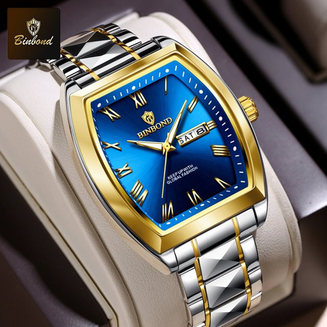 Binbond Armbanduhr Edelstahl, Gold, Quarz, Herren - Bild 1