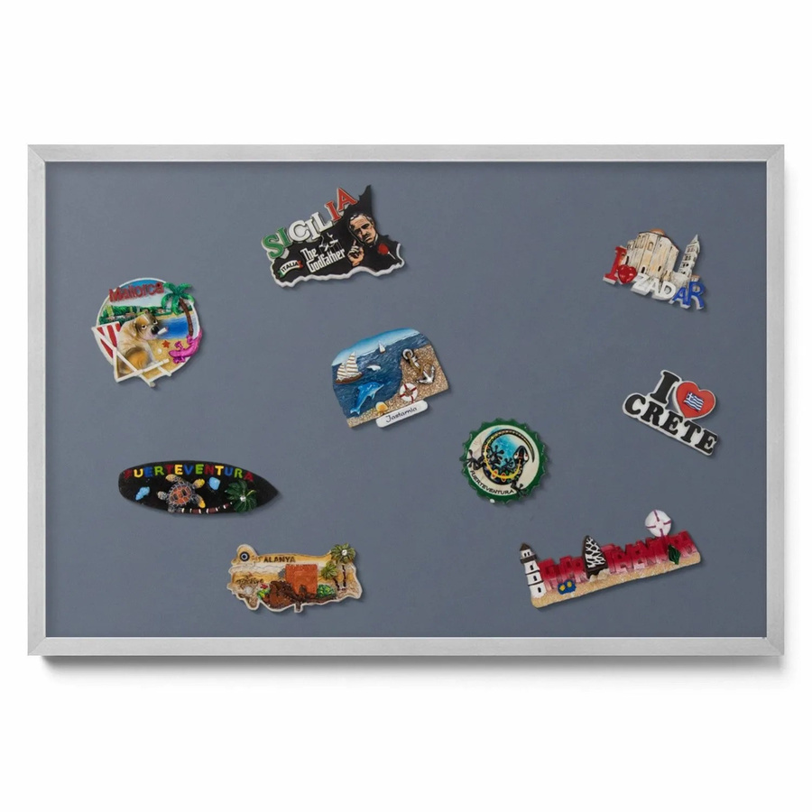 Tulup Magnettafel aus Metall mit Rahmen in Grau und Silber, B: 60 cm, H: 40 cm - Bild 2