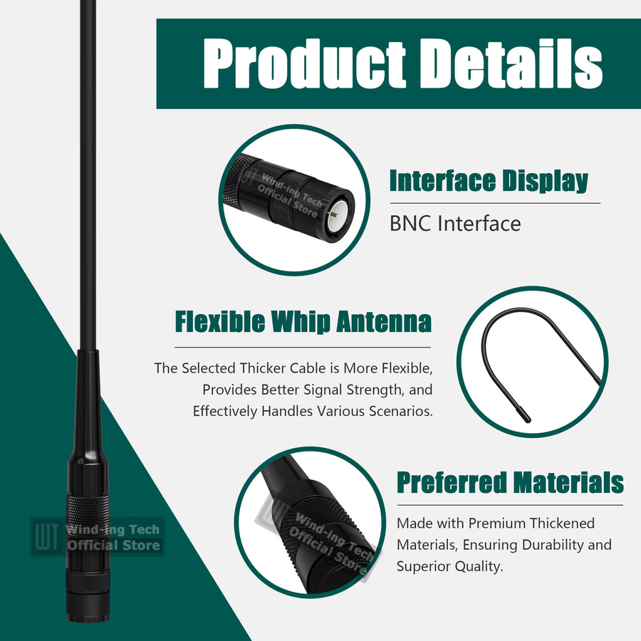 RONGYIN AM-771 Flugfunkantenne 108-136 MHz mit BNC-Anschluss in Schwarz für ICOM IC-A25 IC-A16 und Yaesu FTA-250L FTA-550L - Bild 3