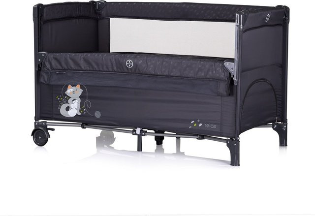Chipolino Reisebett Relax mit 2 Ebenen, absenkbarer Vorderseite und Seiteneingang, Schwarz Grau - Bild 1