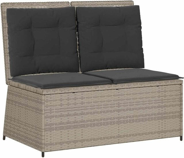 Furnicato Gartenbank aus Poly-Rattan und Stahl in Hellgrau, B/T/H: 220 x 52 x 95 cm - Bild 1