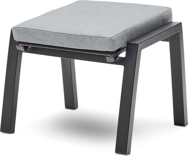 Hocker MONDO ACARNA in Grau mit Stoff und Aluminiumgestell, B/T/H: 49 x 49 x 58 cm - Bild 1