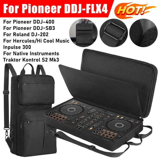 APWIKOGER Aufbewahrungstasche für Pioneer DDJ-400 DDJ-FLX4 und Roland DJ-202 DJ-Mixer, staubdichte DJ-Tasche mit Schultergurt, Schwarz - Bild 1