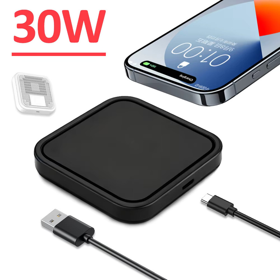 VIKEFON 30 W kabelloses Schnellladegerät mit Kühlloch in Schwarz für iPhone und Samsung sowie Xiaomi - Bild 2