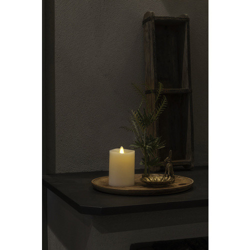 Konstsmide LED-Kerze mit 3D-Flamme aus Echtwachs, Creme-Weiß, Warmweiß, Durchmesser: 7,6 cm, Höhe: 11,4 cm - Bild 3
