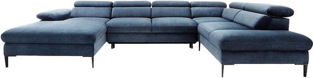 Pascal Morabito Schlafsofa Sepina in L-Form aus Samt in Blau mit Schlaffunktion - Bild 1