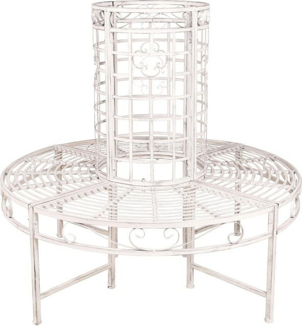 DELUKE Baumbank ODIN Gartenbank aus Stahl in Antik Weiß, wetterfest für Garten und Terrasse, B/T/H: 112 x 121 x 121 cm - Bild 1
