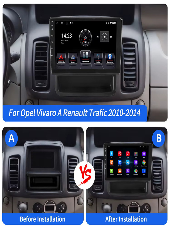 MOPECT Android 15 Radio-Stereo-Player mit CarPlay und Bluetooth für Renault Trafic 2, Opel Vivaro A und Nissan Primastar 2006-2014, Schwarz - Bild 6