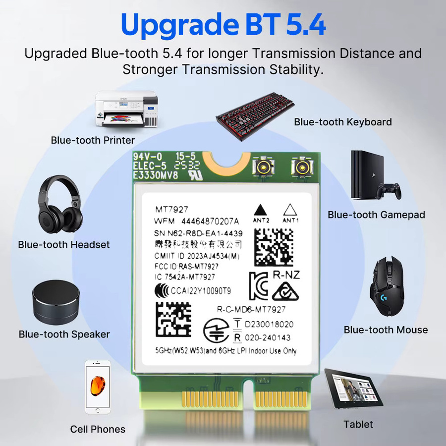 Fenvi WiFi 7 M.2 WLAN-Adapter mit Bluetooth 5.4, Tri-Band 2,4G/5G/6GHz Netzwerkkarte inklusive Antennen für Windows 11 - Bild 3