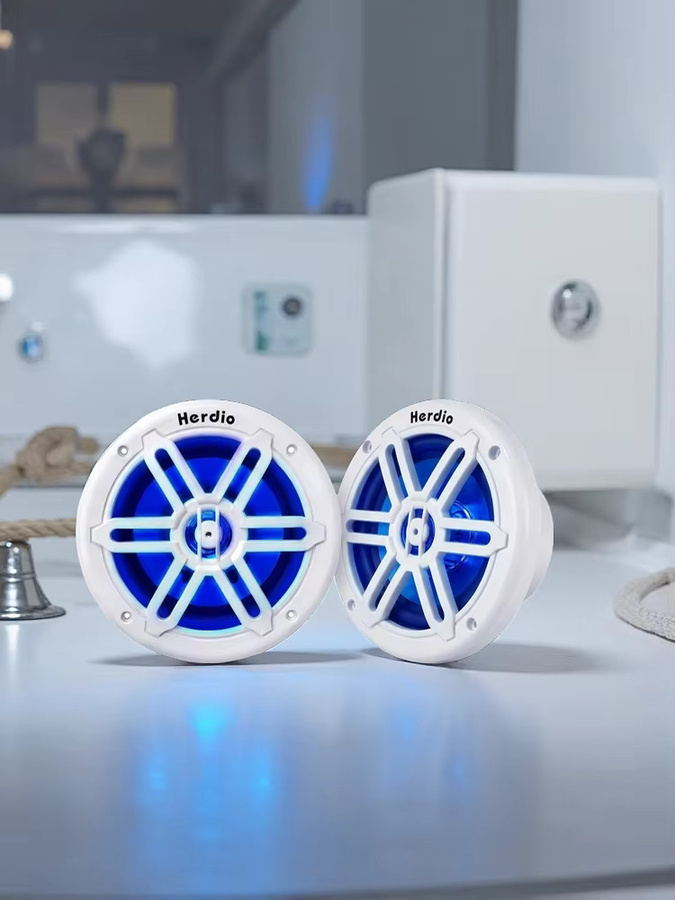 Herdio 8 Zoll Marine-Koaxiallautsprecher mit 450W, IP66 wasserdicht und UV-beständig, Weiß mit blauer LED-Beleuchtung für Boote, ATV und UTV - Bild 6