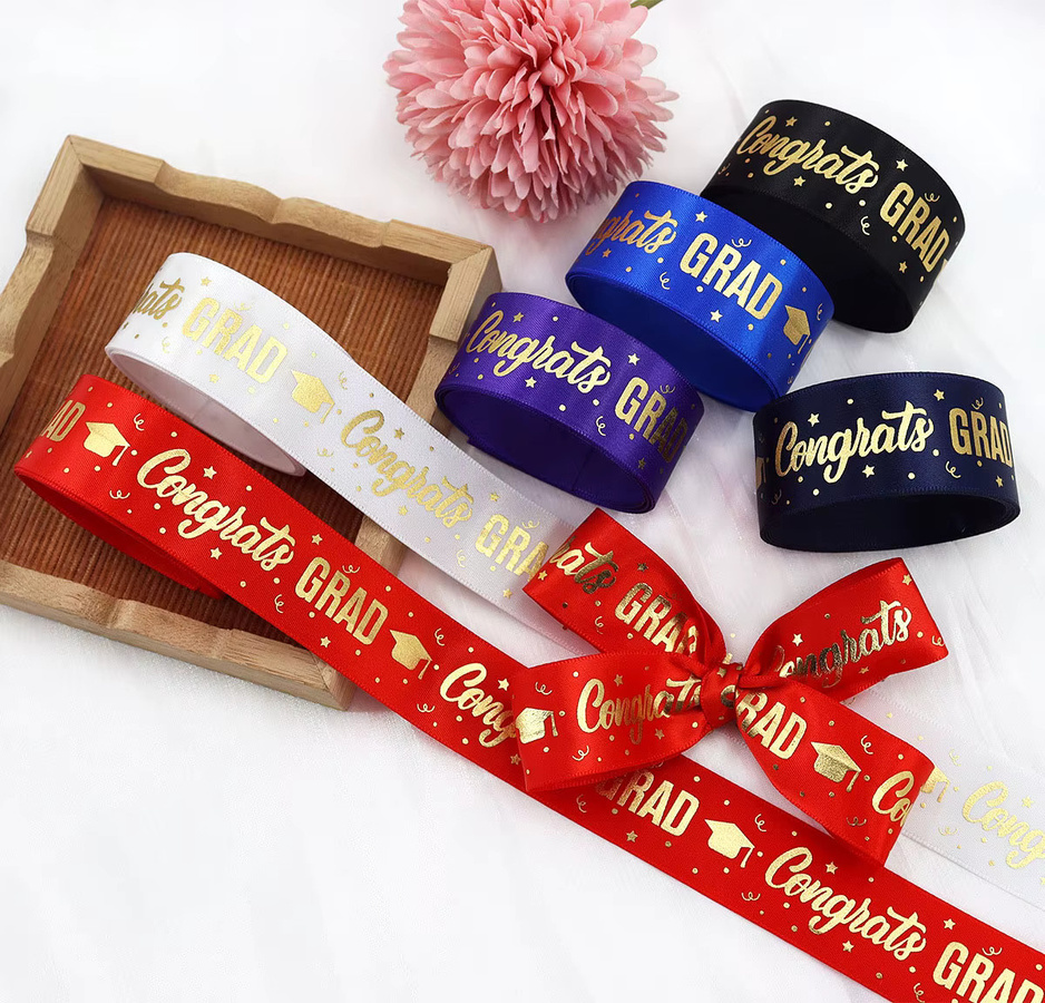 Dekorationsband für Abschlussfeiern und Partys, 1 Rolle Geschenkverpackungsband in Schwarz und Multicolour, 5 Yards DIY-Schleifenband aus Textil - Bild 5