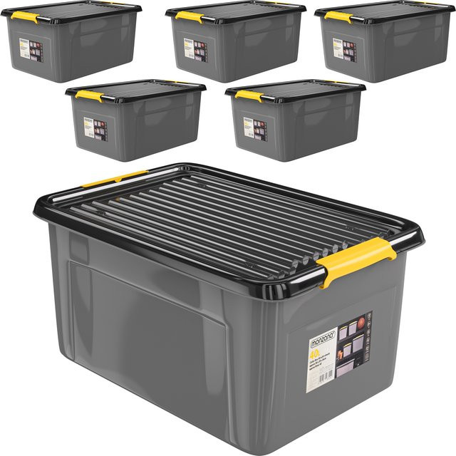 MONZANA Aufbewahrungsbox 6er-Set in Grau/Anthrazit, stapelbar, B/T/H: 58 x 39 x 25 cm - Bild 1