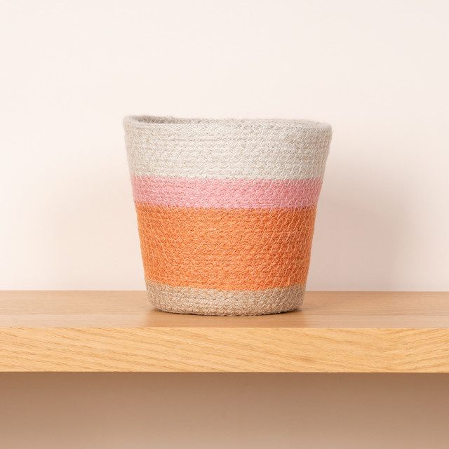 Seegras Korb von BLUME2000 in Rosa und Braun, Durchmesser: 14 cm - Bild 1