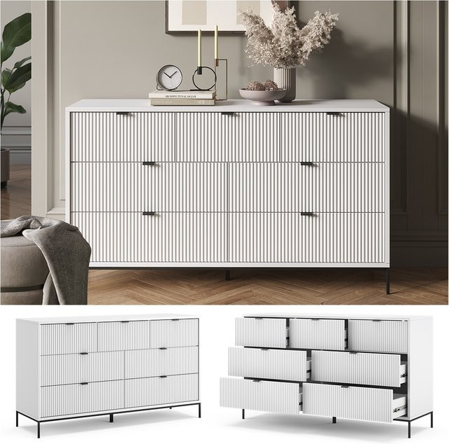 Vicco Sideboard Eliza Weiß mit 7 Schubladen B: 140 cm, H: 81 cm, T: 81 cm - Bild 1