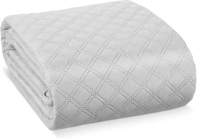 Beautissu Olivia Tagesdecke Hellgrau aus Mikrofaser Polyester, B/B: 220 x 240 cm - Bild 1