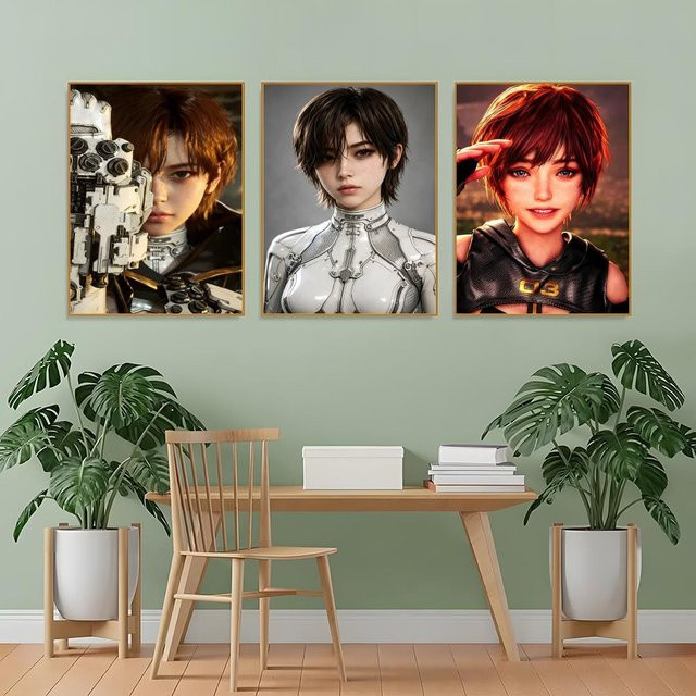 Beast Kingdom Game S-Stellar B-Blade Poster, abstrakte Illustration als moderne Wandkunst in Weiß und Multicolour, rechteckiges Papierposter - Bild 1
