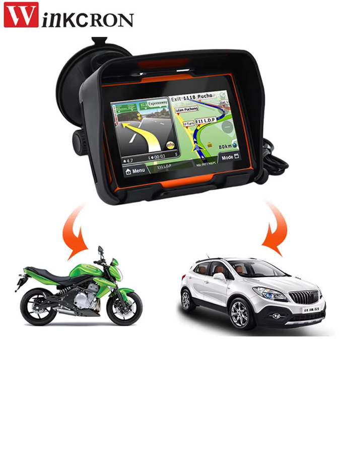 Winkcron GPS Navigation für Auto und Motorrad mit Bluetooth, FM und 8 GB ROM, Wasserdicht IPX7, Schwarz, inklusive Igo Karte - Bild 1