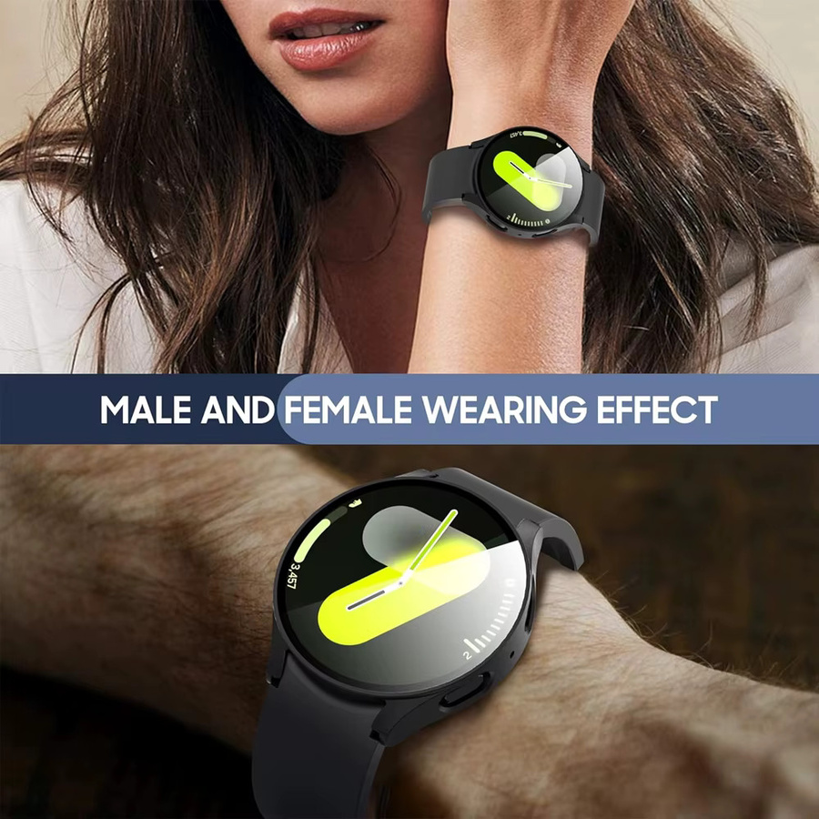 LCAPLE Displayschutzfolie für Samsung Galaxy Watch 7/6/5/4, PC-Stoßstange, gehärtetes Glas, Schwarz, Unisex - Bild 5