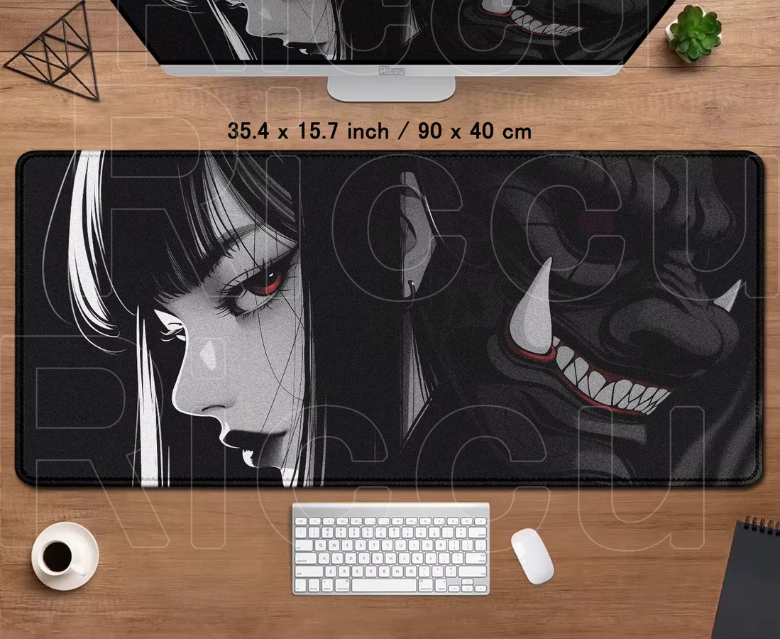 Riccu Gaming Mauspad Japan Teufel Maske Multicolor, B/T: 80 x 35 cm - Bild 5
