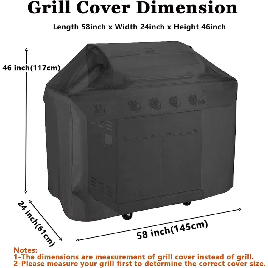 Wasserdichte Grillabdeckung aus schwarzem Oxford-Polyester mit UV-Schutz für den Außenbereich, B/T/H: 145 x 117 x 61 cm - Bild 4