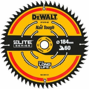 DeWalt Elite Kreissägeblatt für Holz, Carbide Tipped, Gelb, Durchmesser: 184 mm, Bohrung: 16 mm, 60 Zähne - Bild 1