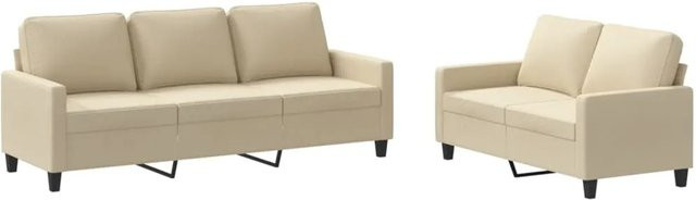 vidaXL 2-teilige Sofagarnitur in Beige mit Kissen und Stoffbezug für dein Wohnzimmer - Bild 1