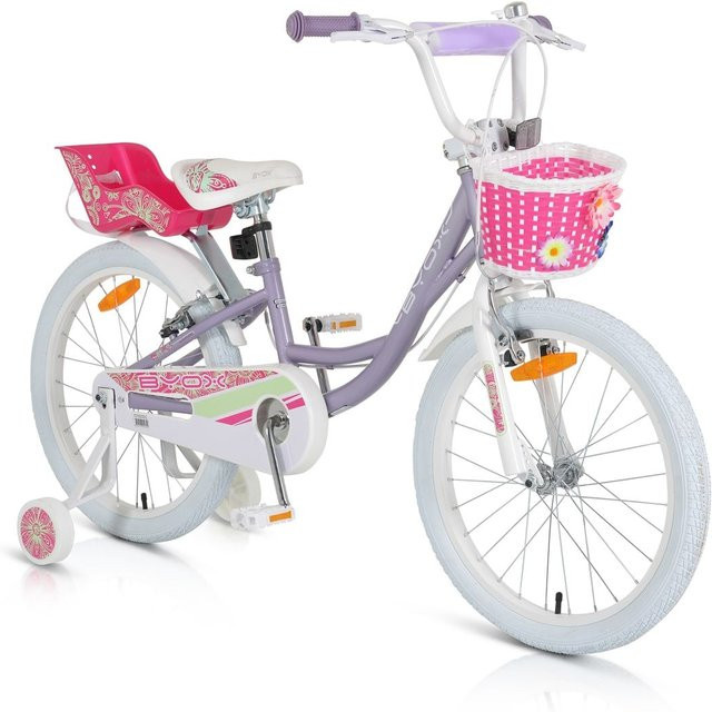 Byox Kinderfahrrad 20 Zoll Fashion Girl mit Stützrädern, Korb und Puppensitz, lila - Bild 1