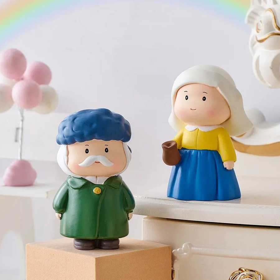 Miniaturpuppe Künstler aus Harz, Schreibtischdekoration, Mehrfarbig - Bild 1