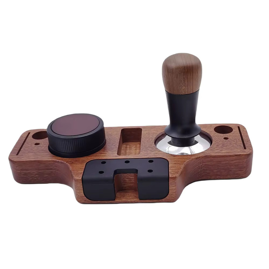 Kanone Espresso-Siebträgerhalter aus Holz in Braun mit rutschfester Pressmattenbasis für 51 mm, 54 mm und 58 mm - Bild 3