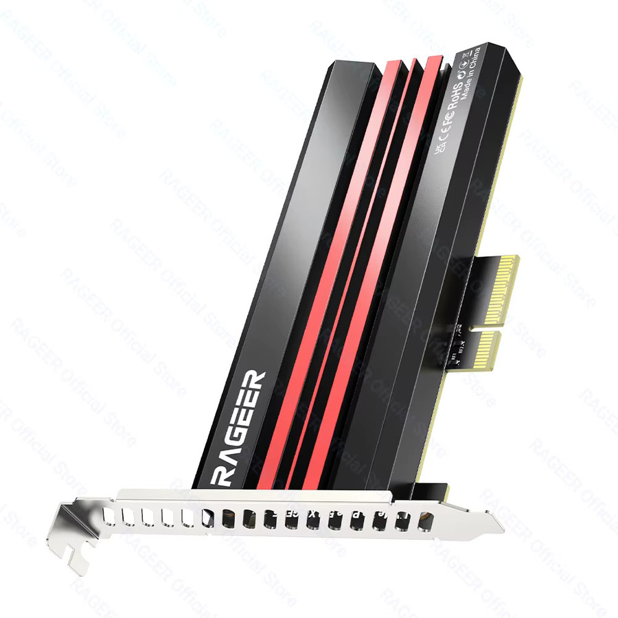 RAGEER PCIe 5.0 x4 zu M.2 NVMe SSD Adapterkarte mit Aluminium-Kühlkörper in Schwarz, kompatibel mit M.2 2280 SSD und PCIe 4.0/3.0 - Bild 7