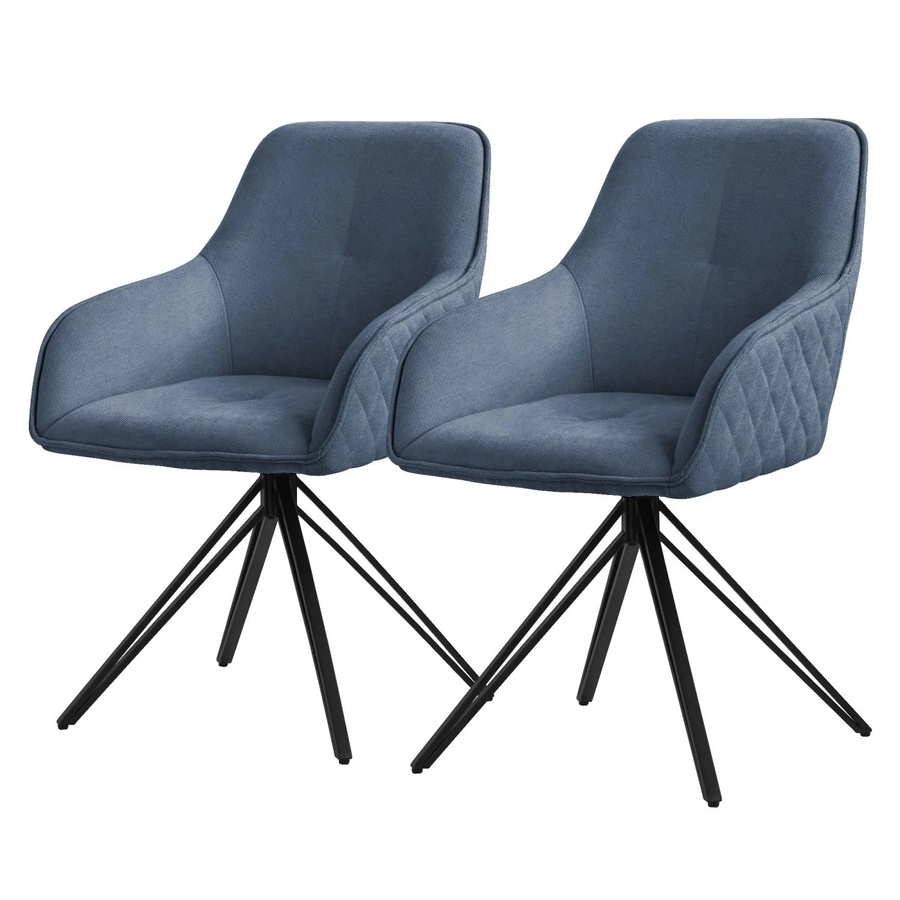 ML-Design Esszimmerstuhl 2er Set drehbar in Blau aus Textil Webstoff mit Armlehnen - Bild 2