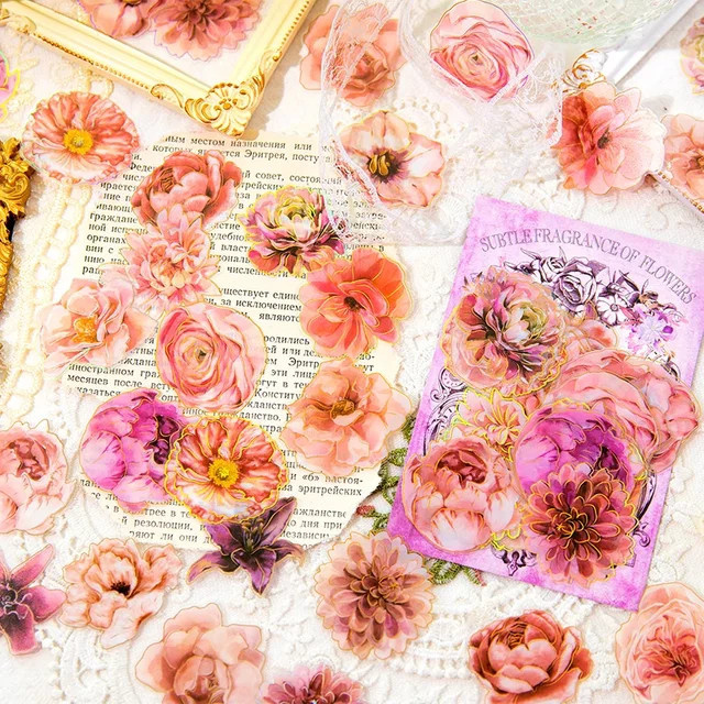 40 Stück Vintage PET-Aufkleber in Multicolour für Scrapbooking und Dekoration mit Pflanzen-, Blumen-, Hand- und Schmetterlingsmotiven - Bild 1