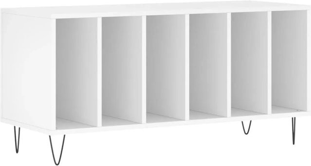 vidaXL Plattenschrank Weiß aus Holzwerkstoff und Eisen mit industrieller Note, B/T/H: 100 x 38 x 48 cm - Bild 1
