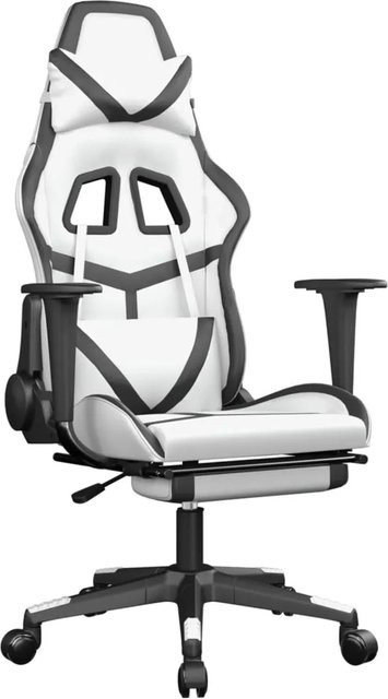 vidaXL Gaming-Stuhl Modell 10 in Weiß und Schwarz aus Kunstleder mit Fußstütze und Kopfstütze - Bild 1
