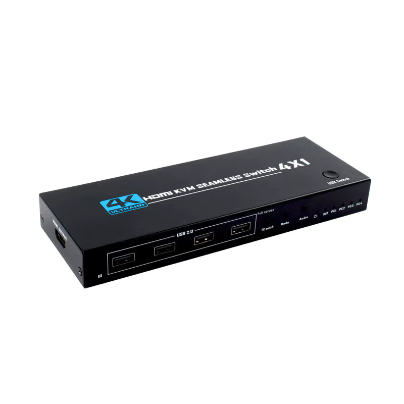RULLZ 4 in 1 HDMI Multiviewer KVM Seamless Switch 4K UHD Quad Multi-Viewer für 4 Laptops oder PCs, Schwarz - Bild 2
